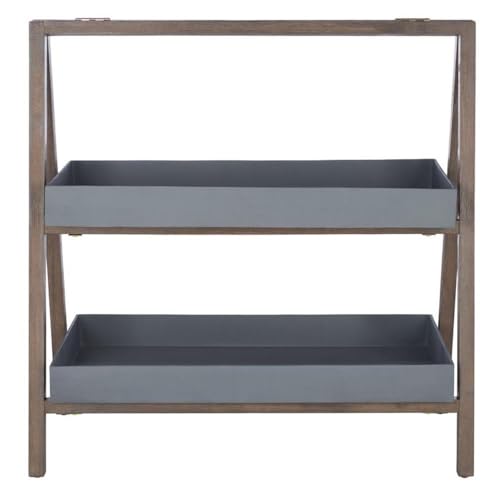 Safavieh Outdoor Collection Danser 2-Tier Shelf Dark Walnut/Grey