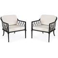 Home Square Iron Upholstered Outdoor Lounge Chair Set of 2 Black