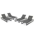 Christopher Knight Home Modesta Outdoor Chaise Lounge Set of 4 Black Gray