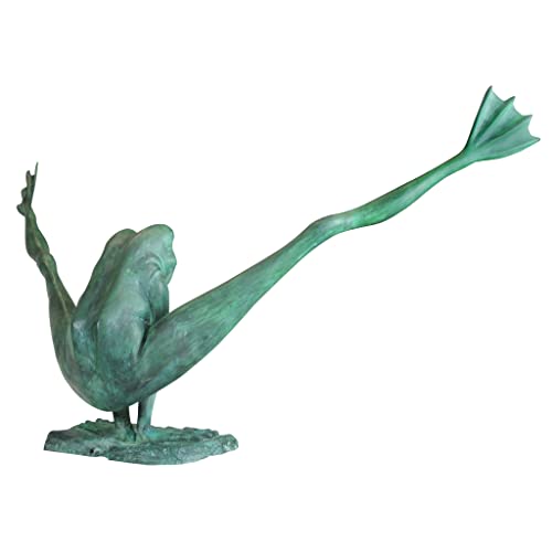 Design Toscano Legs Leap Frog Bronze Garden Statue, Giant Two Tone Bronze & Verdigris