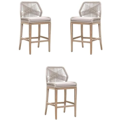 Home Square 30" Fabric Outdoor Barstool Set of 3 Gray