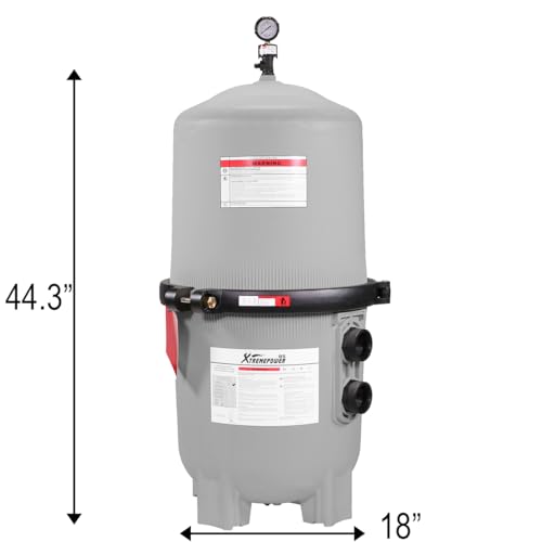 XtremepowerUS De Pool Filter In Ground Pool 120 GPM DE Filter Swimming Pool Filter 62 Sq Ft Gray