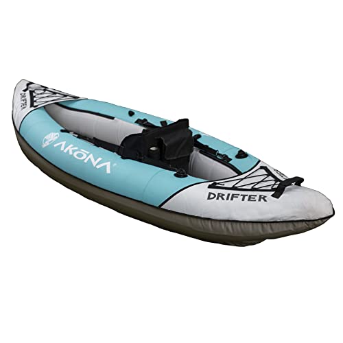 AKONA Inflatable Kid's Kayak Single Seater Drifter White Blue