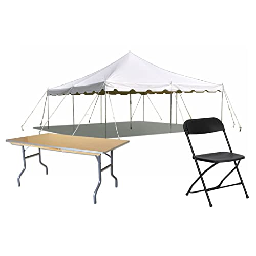 Party Tents Direct Backyard Party Pack 20x20 Ft Canopy Tent with 40 Chairs & 6 Tables White