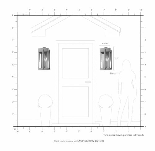Livex Lexington 3 Light Outdoor Wall Lantern Black