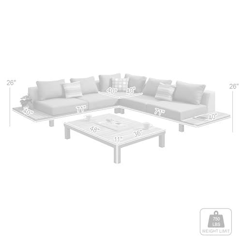 Armen Living Polo Outdoor Set Dark Grey Grey Powder Coat Finish
