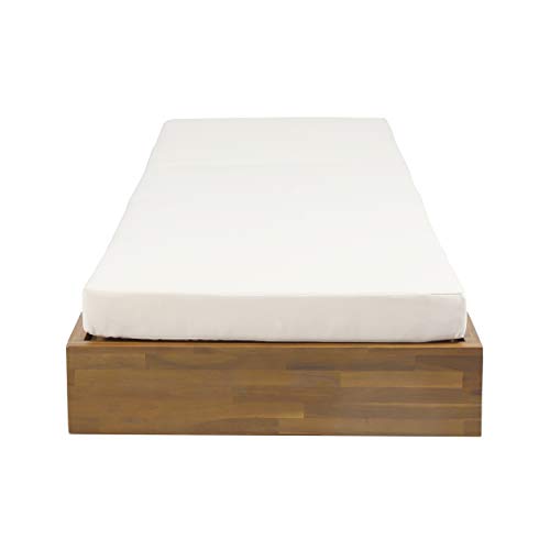 Christopher Knight Home Abraham Outdoor Acacia Wood Chaise Lounge Set of 4 Teak Finish + Cream