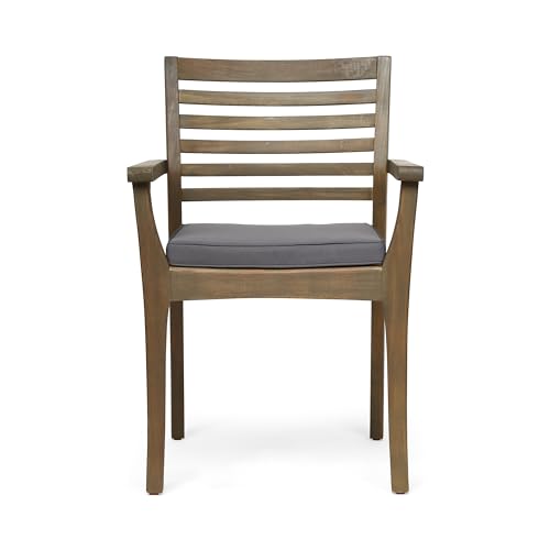 Christopher Knight Home Atlantic Outdoor Acacia Wood and Iron 9 Piece Dining Set Gray Black Dark Gray
