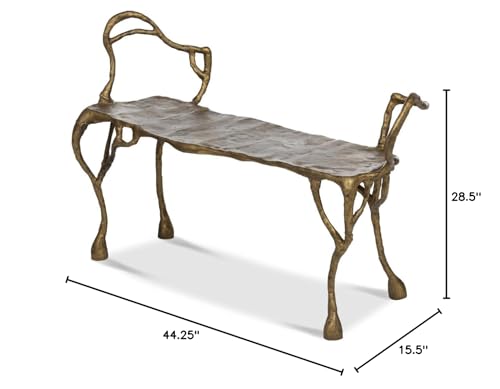 Park Hill Collection Lodge Cast Aluminum Organic Root Bench Antique Gold