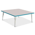Berries Jonti-Craft Square Activity Table E-Height Adjustable 48"x48" Gray/Teal