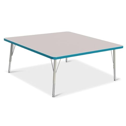 Berries Jonti-Craft Square Activity Table E-Height Adjustable 48"x48" Gray/Teal