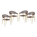 Furniture of America Clark Aluminum Patio Dining Chair Set of 4 Natural