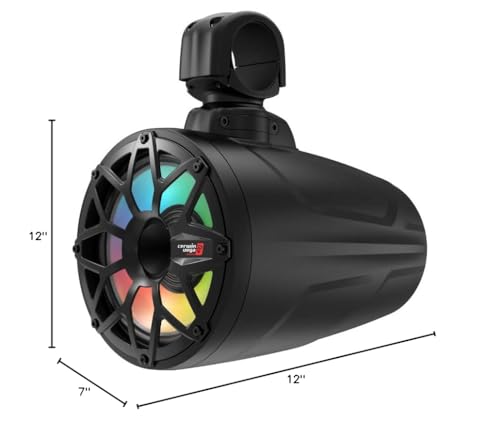 Cerwin Vega Mobile CV SL65F4B 6.5 Inch 600 Watts Marine Tower Speaker System Coaxial LED IP65 UV Protection Black Pair