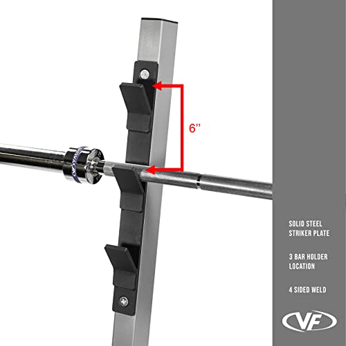 Valor Fitness Olympic Weight Bench Press Station - Spotter Arms | Adjustable Safety Catch Max 500 lbs - Power Lifting Home Gym Workout Equipment BF-48 Metallic Grey and Black