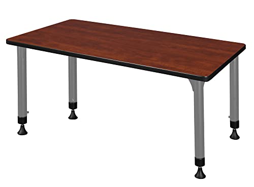 Romig Adjustable Classroom Table Cherry with 2 Stack Chairs Black