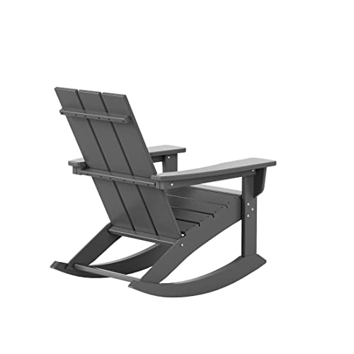 WestinTrends Ashore Patio Rocking Chairs Set of 4 All Weather Poly Lumber Adirondack Rockers Grey