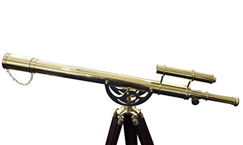 collectiblesBuy Decorative Nautical Shiny Brass Telescope with Brown Tripod