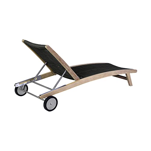 Armen Living Chateau Outdoor Patio Adjustable Chaise Lounge Chair Charcoal Rope and Eucalyptus