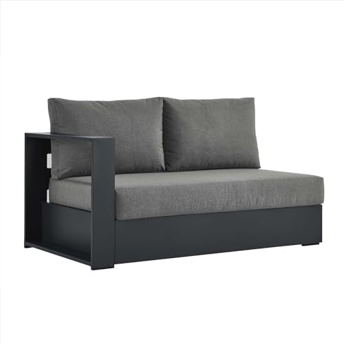 Modway Tahoe Aluminum Modular Outdoor Patio Couch with Weather-Resistant Cushions Gray Charcoal