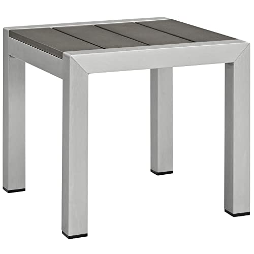 Modway Shore Aluminum and Rattan Outdoor Patio Lounge Chaise Set Silver Gray