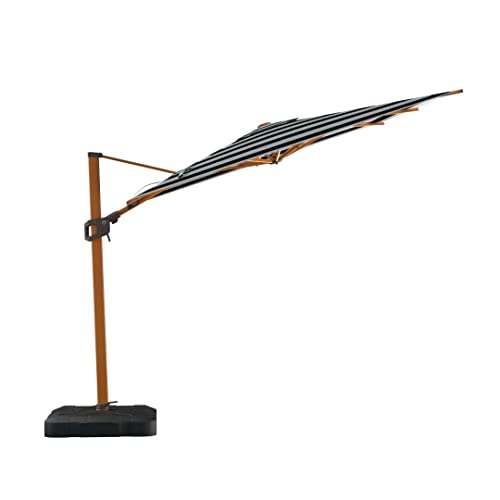 Midtown Umbrellas 10x10 Ft Outdoor Cantilever Patio Umbrella Sunbrella Black & White
