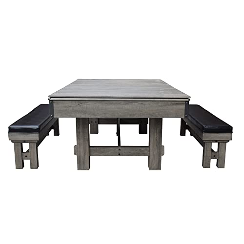 Hathaway Logan 7-ft Pool Table Combo Set with Benches - Rustic Gray Barnwood