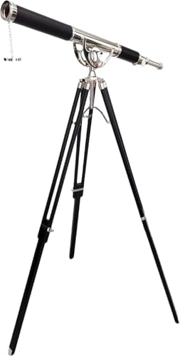 Antiqueex Nautical Vintage Brass Marine Telescope Silver Finish 65''