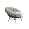 Benzara 43 Inch Outdoor Lounge Chair Acacia Wood Rope Frame Gray Beige Brown