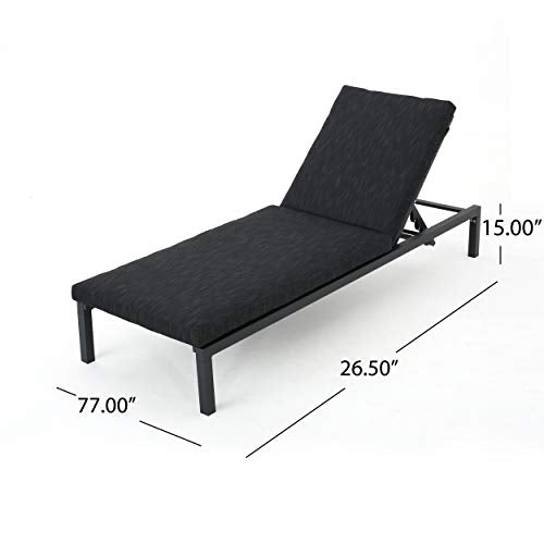 Great Deal Furniture Outdoor Mesh Chaise Lounge Set of 4 Dark Grey + Black