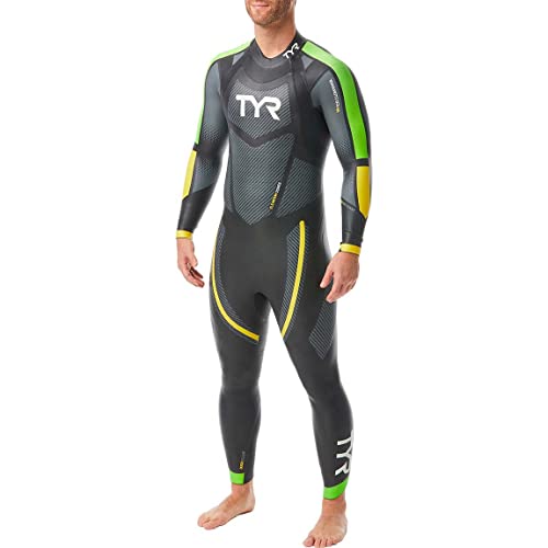 TYR Mens Cat 5 Wetsuit Black/Grn/Yellow M/L