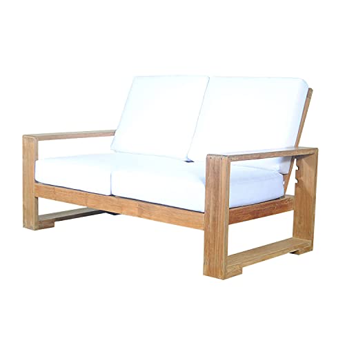 Anderson Teak Capistrano Deep Seating Loveseat Modern Sofa Golden Honey Teak