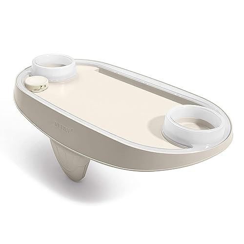 Intex Portable Inflatable Hot Tub Bubble Jet Spa with Tablet Mobile Phone Spa Tray Accessory, White Blue
