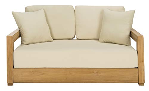 Safavieh Couture Montford Wood Loveseat Natural Teak/Beige
