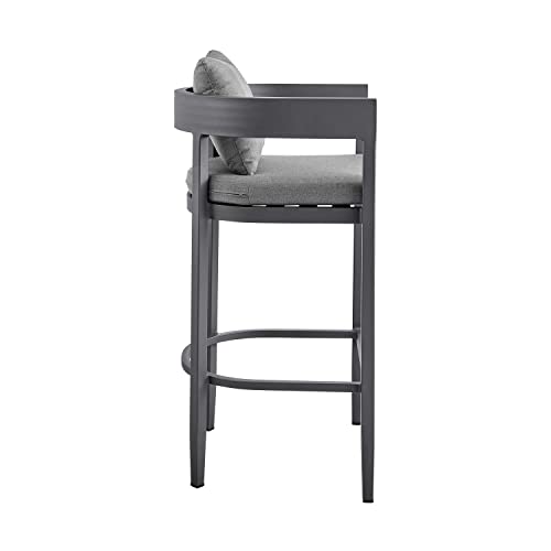 Armen Living Menorca Outdoor Patio 5-Piece Aluminum Bar Set Grey