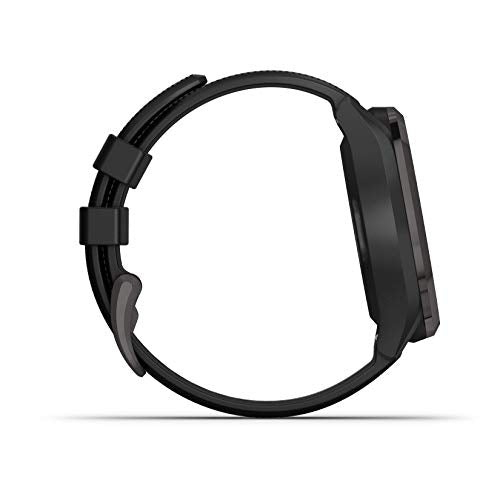 Wearable4U Garmin Approach S42 Premium GPS Golf Watch Gunmetal Black Silicone Band