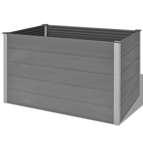 Garden Raised Bed WPC 59.1"x39.4"x35.8" Gray Self-Watering Flower Pot - White, Black, and Other