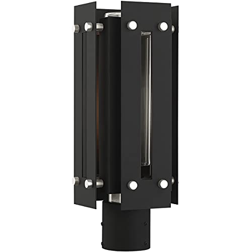 Livex 1 Light Black Outdoor Post Top Lantern Nickel