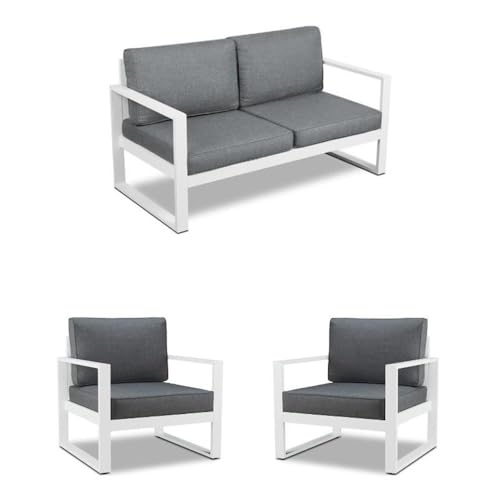 Home Square 3-Piece Patio Set with 2 Chairs & Loveseat White