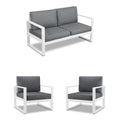 Home Square 3-Piece Patio Set with 2 Chairs & Loveseat White