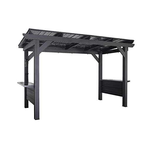 Backyard Discovery Rockport XL BBQ Grill Gazebo Pavilion with Hardtop Black