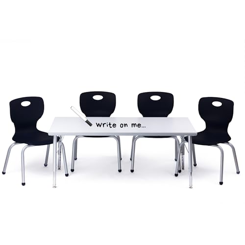 Schooled Adjustable School Chair and Table Set Black Chair Gray Edged Table