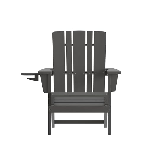 Merrick Lane Ridley Adirondack Chairs Set of 4 Weather Resistant Poly Resin Grey