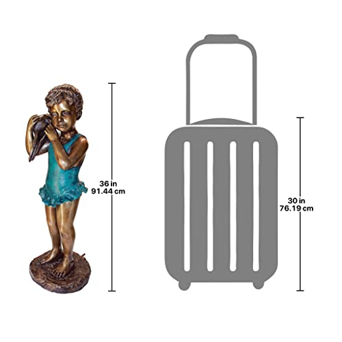 Design Toscano Shell Sounds Standing Girl Garden Statue Two Tone Bronze & Verdigris
