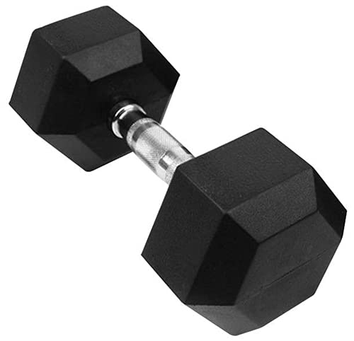 French Fitness Rubber Coated Hex Dumbbell Set 80-100 lbs Black