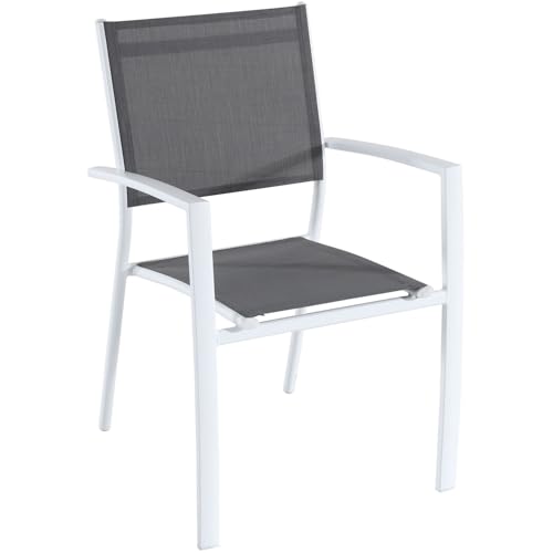 CAMBRIDGE Turner 7-Piece Outdoor Dining Set with 63" x 40" Expandable Table and Sling Chairs White/Grey