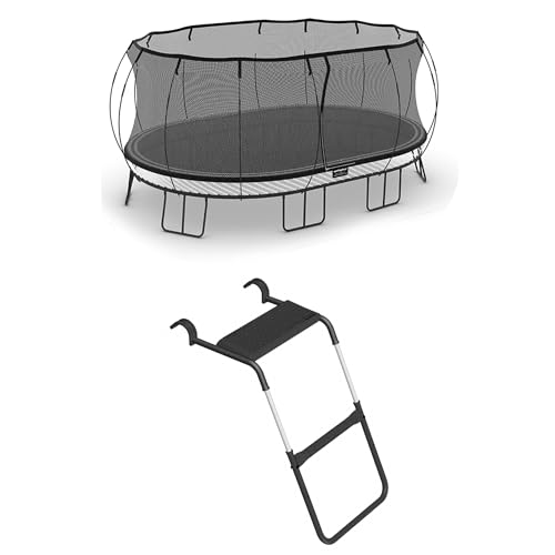 Springfree Jumbo Oval Trampoline 12' x 19' with FlexrStep V2 Ladder Black