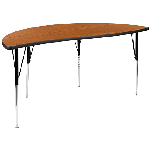 Flash Furniture Emmy Oval Wave Laminate Activity Table Set with Student Stack Chairs Oak