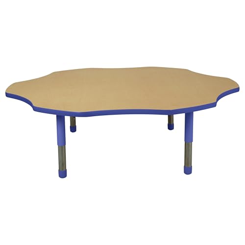 Factory Direct Partners Flower Toddler Activity Table 60in Adjustable Maple/Blue