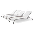 America Luxury - Outdoor Lounge Chair Chaise Set of 4 Aluminum Metal White