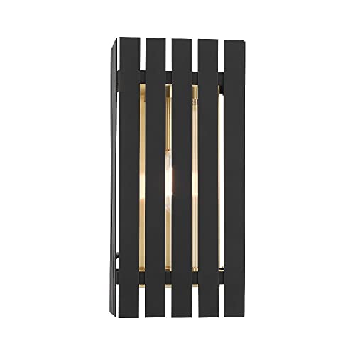 Livex 1 Light Satin Brass Outdoor Wall Lantern Brass